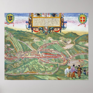 Poster Carte de Serravalle, de Civitates Orbis Terrarum