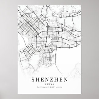 Poster Carte de Shenzhen