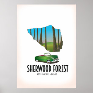 Poster Carte de Sherwood Forest Nottinghamshire