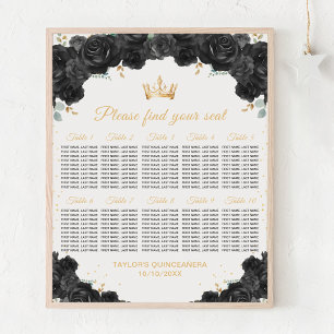Poster Carte de siège de la princesse noire Quinceañera 1