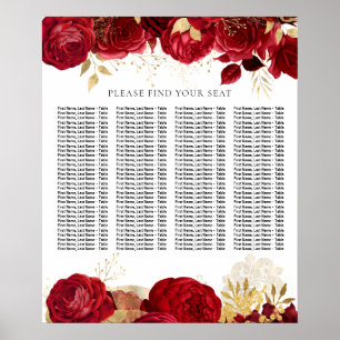 Poster Carte de siège de la Quinceanera ou du Mariage de 