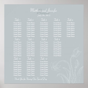 Poster Carte de siège de la réception de mariage floral g