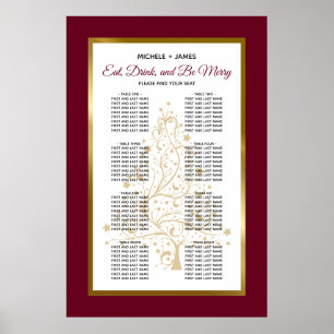 Poster Carte de siège de mariage d'hiver de Bourgogne