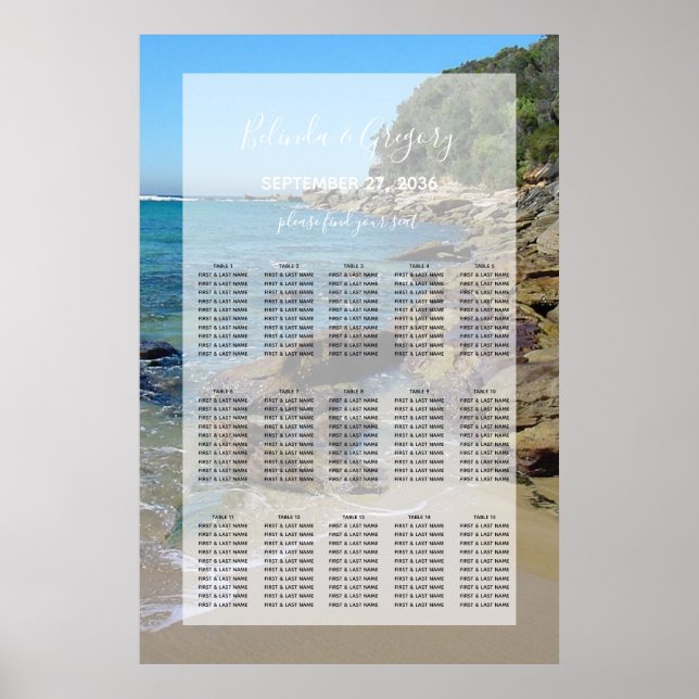 Poster Carte de siège de mariage Rocky Beach (Devant)