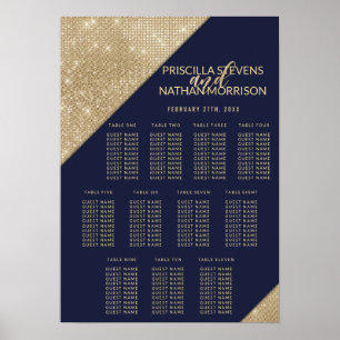 Poster Carte de siège de Parties scintillant Blue Faux Go
