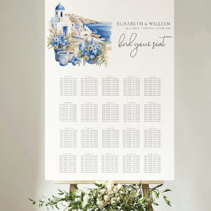 Poster Carte de siège du Mariage d'aquarelle de Grèce 20
