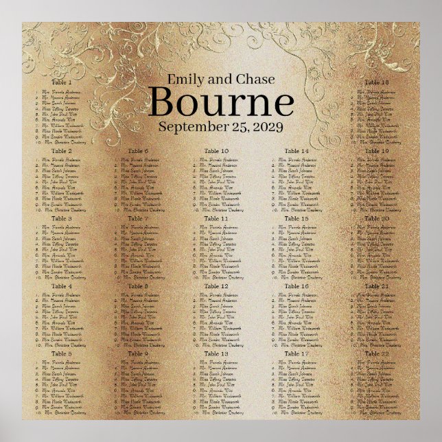 Poster Carte de siège du Mariage de la torche d'or (Devant)