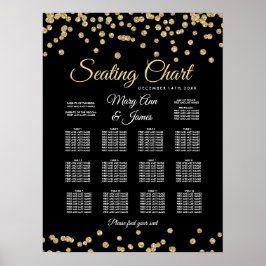 Poster Carte de siège Gold Faux Parties scintillant Confe