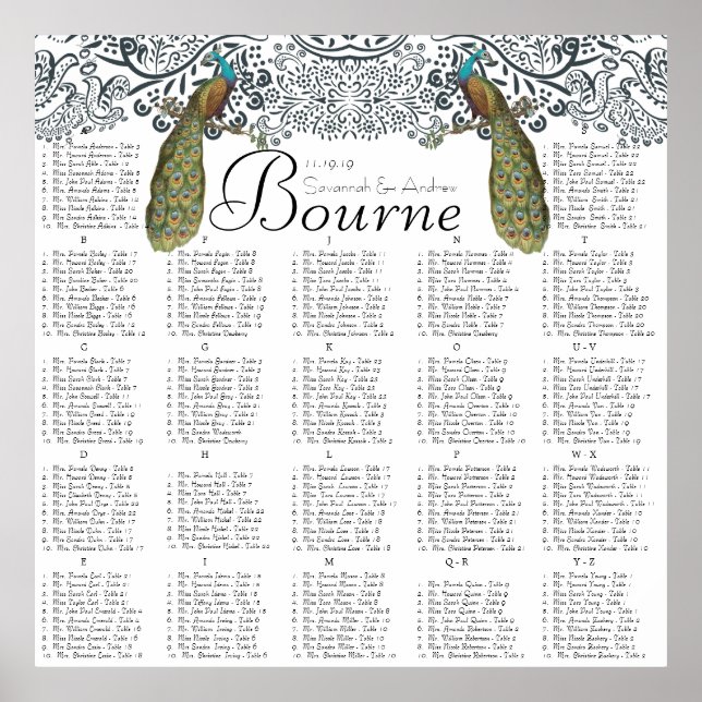 Poster Carte de siège Inséparable Whimsical Peacock de la (Devant)