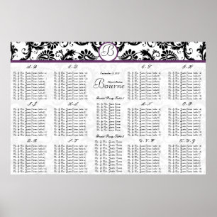 Poster Carte de siège Mariage à mauve Black Damsk