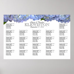 Poster Carte de siège Mariage Blue Moon Hydrangea
