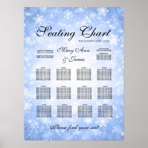 Poster Carte de siège mariage Blue Winter Wonderland