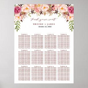 Poster Carte de siège Mariage Blush Boho Marsala de Bourg