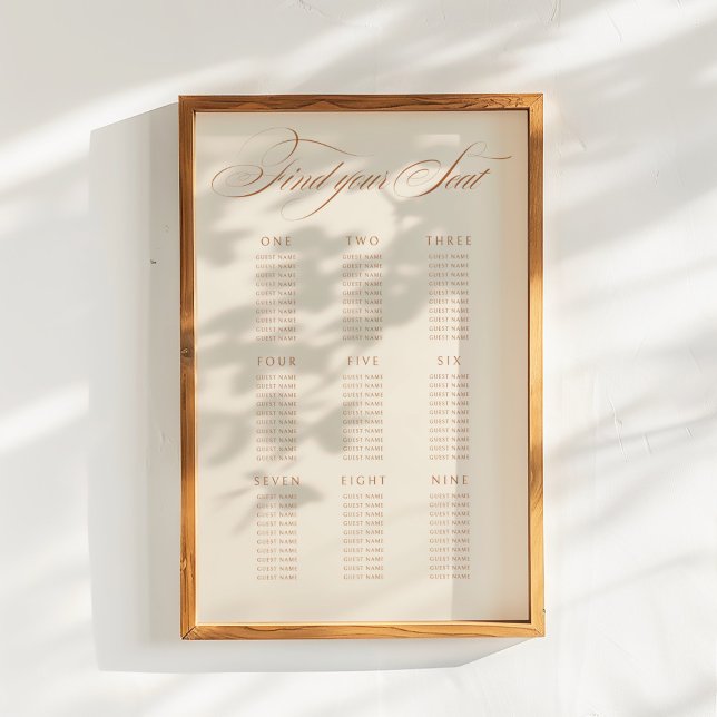 Poster Carte de siège Mariage de calligraphie en terre cu (Créateur téléchargé)