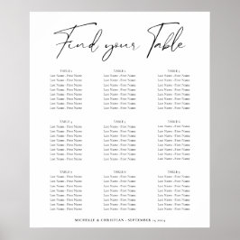 Poster Carte de siège Mariage de calligraphie minimale mo