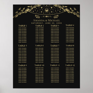 Poster Carte de siège Mariage de Tarot Mystique Élégant O