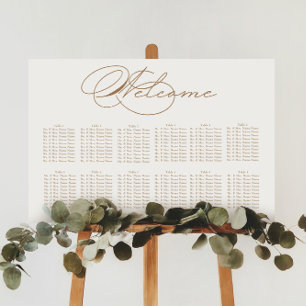 Poster Carte de siège Mariage de typographie de luxe