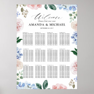 Poster Carte de siège Mariage Dusty Blue