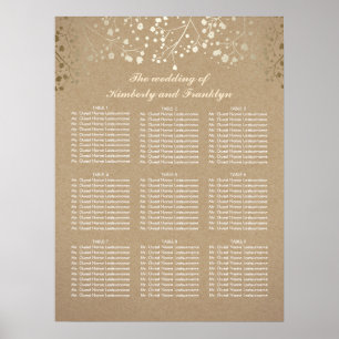Poster Carte de siège Mariage Gold Baby's Breath Kraft