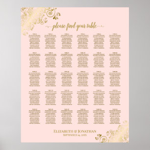 Poster Carte de siège Mariage Gold & Blush Pink 30 Table