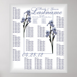 Poster Carte de siège Mariage Iris bleu