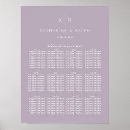 Poster Carte de siège Mariage Lilac simple et moderne