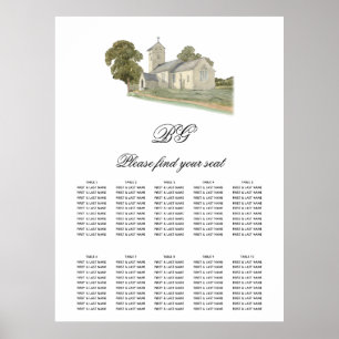 Poster Carte de siège Mariage Monogramme traditionnel de