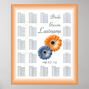 Poster Carte de siège Mariage orange et bleu