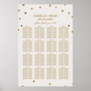 Poster Carte de siège Mariage Pois d'or