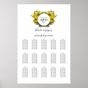 Poster Carte de siège Mariage Rustique Wattle Acacia