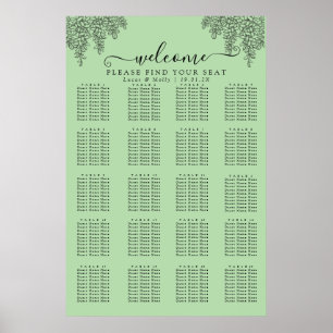 Poster Carte de siège Mariage Sage Green Fern