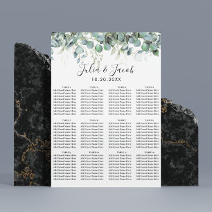 Poster Carte de siège Mariage simple Eucalyptus Greenery