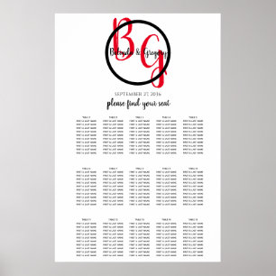 Poster Carte de siège Mariage simple personnalisée Initia