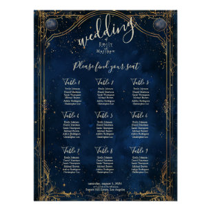 Poster Carte de siège Mariage Starry Night Romance