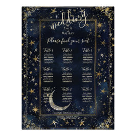 Poster Carte de siège Mariage Starry Night Romance