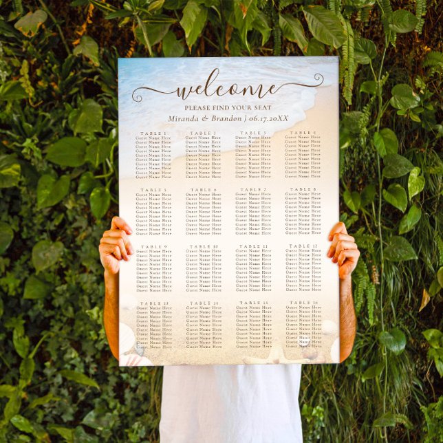 Poster Carte de siège Mariage Tropical Beach Starfish (Créateur téléchargé)