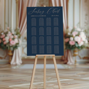 Poster Carte de siège moderne Mariage en or bleu et Rose