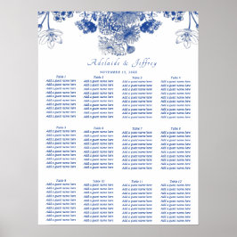 Poster Carte de siège Motif de Chine Florale Bleu et Blan