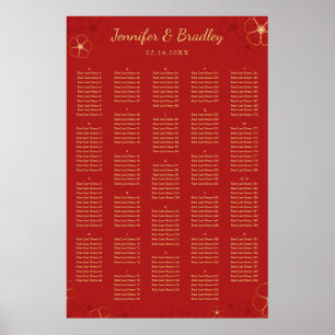 Poster Carte de siège rouge en or cerisier brillant   Cou