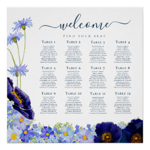 Poster Carte de sièges Fleurs sauvages modernes
