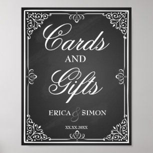 Poster Carte de signe mariage et table cadeau