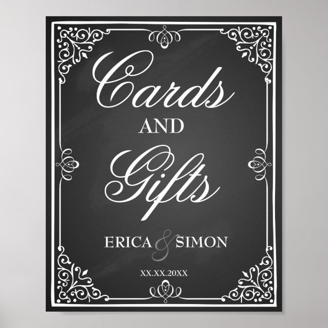 Poster Carte de signe mariage et table cadeau (Devant)