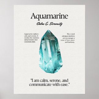 Poster Carte de signification de cristal de Gem Aquamarin