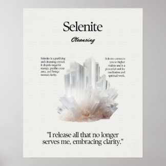 Poster Carte de signification de cristal de pierre Seleni