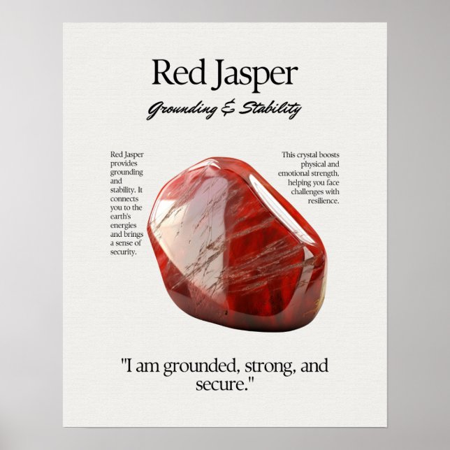 Poster Carte de signification en cristal de jaspe rouge (Devant)