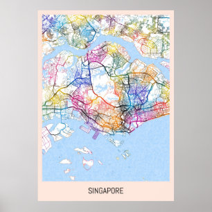 Poster Carte de Singapour