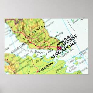 Poster Carte de Singapour