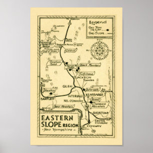 Poster Carte de ski vintage New Hampshire Imprimer