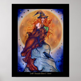 Poster Carte de sorcière effrayante Joelle Halloween par