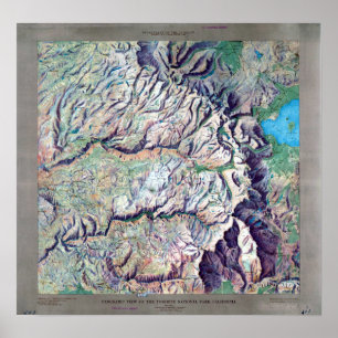 Poster Carte de soulagement vintage de parc national de